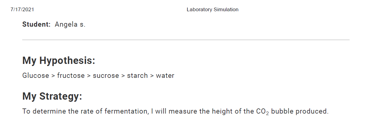 Yeast Fermentation Lab simulation